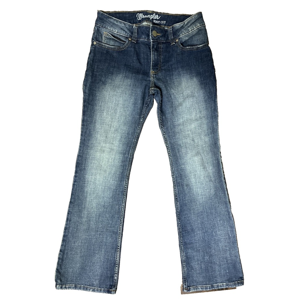 Wrangler Retro Medium Wash Blue Denim Bootcut Jeans 5-Pocket Mid Rise Size 7/30